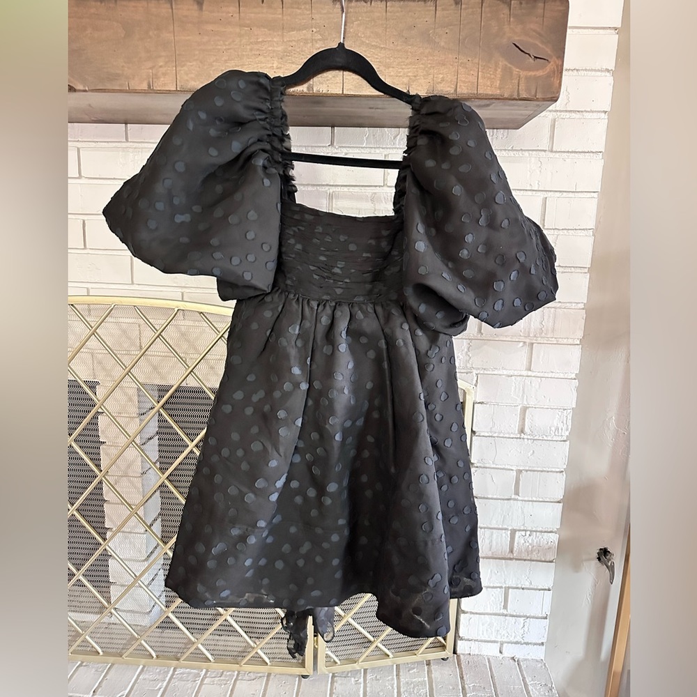 Aje Polka dot puff shoulder mini dress